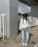 Show Light Blue Denim Wash Wide Pants