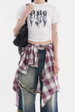 Fade shadow print crop T-shirt