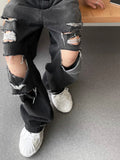 Ripped vintage damage black denim