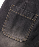 Black Deep Washing One-Tuck Denim Half Pants