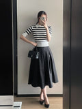 Nebel Banding Pintuck Flare Skirt