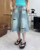 Hike Damaged Bermuda Denim