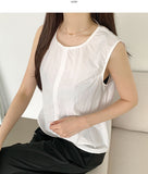 Back Open Rustling Ribbon Sleeveless Blouse