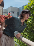 Roy openwork short sleeve collar knit