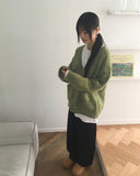 [MADE] Shavel thick bocashi overfit brush winter knit cardigan