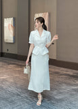 Core Wrinkle-Free Pleated Wrap Long Skirt