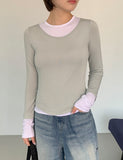 Lou color matching layered long sleeve tee