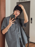 Elu stripe linen short sleeves shirt