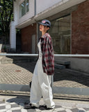 Nunt pintuck stitch wide cotton pants