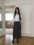 Nick Zipper Bun Pocket Pile Brushed Long Skirt