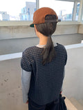 Bukanne Wool Button Check Short Sleeve Blouse - Wool 50%