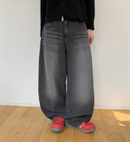 Syumio jacquard wide balloon denim pants