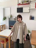 [unisex] Netu Stripe Collar Over Short Sleeve Shirt