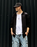 Cold Punching Collar Knit Zip-Up