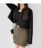 Suede Collar Crop Jacket