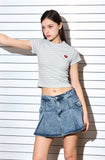 AubeA Stripe Heart Tension T-shirt