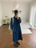 Tind Dark Blue Denim Long One Piece