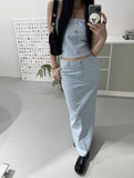 Denim slit long skirt