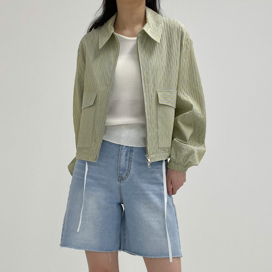 【INCHANT ME】[summer] Seersucker Two-Way Short Blouson INCHANT ME(インチャントミー) - ストライプツーウェイショート