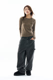 Sol button hairy knit top