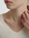 Essence Silver (W) Moissanite Flower Station Necklace S