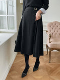 Siend Buckle Brushed Flared Skirt