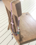 Hinning Heart Pendant Flower Bead Necklace