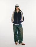 Sweat Color Matching Varsity Jacket