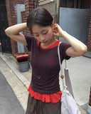 Kosel U-neck Side Shirring Short Sleeve Tee
