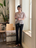 Lines Flare Pintuck Shirring Blouse