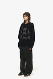 Wide one tuck denim pants