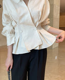 Annie V-neck Collar Double Wrap Jacket Blouse