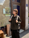 [BAONHAUS] Malbon Check Shirring Collar Blouse