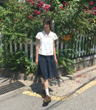 Kiro Check Tiered Banding Midi Skirt