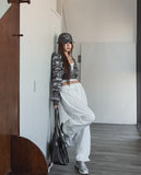Mock Military Deep V Crop Hood Zip-up