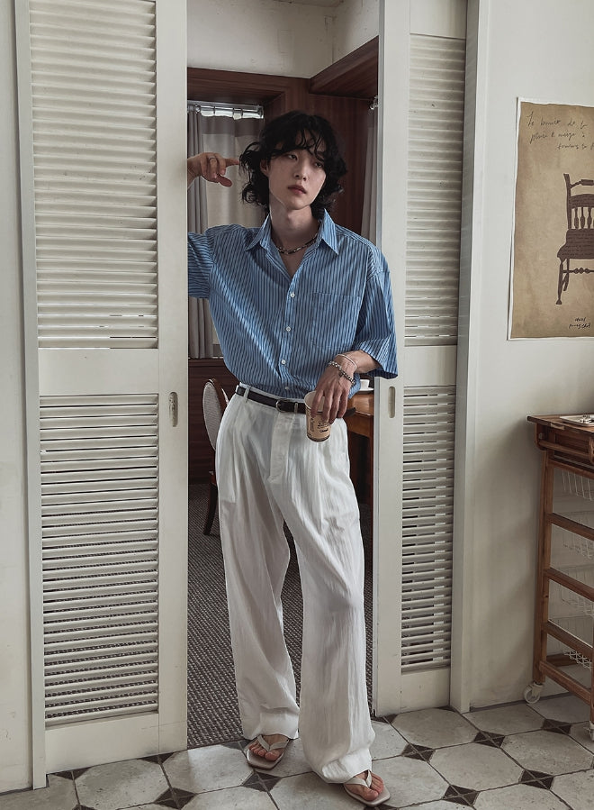 【2plan】Ice Crease Wide Slacks 2plan (ツープラン) - アイスクリーズワイドスラックス / Ice