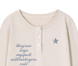 PERFECTLY H Henley Neck Long Sleeve T-Shirt