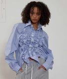 shirring long sleeves shirt
