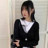 Milan Strap Boucle Crop Long Sleeve Cardigan