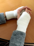 [1+1] Hommon Angora Fur Hand Warmer Gloves