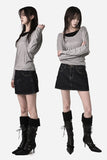 Embroidered Western Raw Denim Skirt