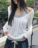 Tida Overfit Punching See-through Long-Sleeve Knit