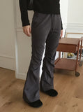 Carlin pin tuck pleated shirring banding long bootcut pants