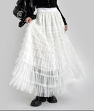 Feather See-Through Tiered Skirt