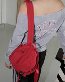 Linbu 78 Patch Off-Shoulder Pile Sweatshirt