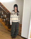 Neuel Nordic color matching collar loose fit long sleeve knit