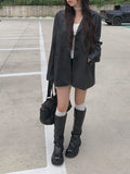 Avil Leather Overfit Blazer Jacket