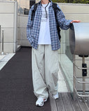 curd over check shirt