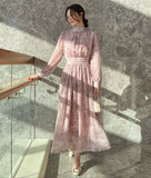 Fate printed chiffon shirring tie one pice