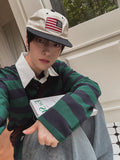 Douji stripe collar t-shirt